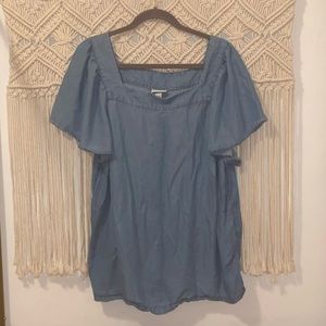 Ava & Viv Square Neck Denim Top